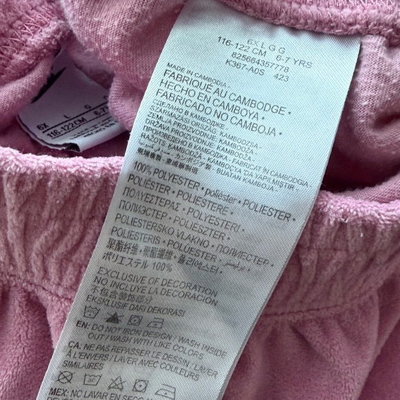 Nike Velour Sweatsuit Girls Pink Hoodie Jogger Pants Set 6X - Picture 7 of 8